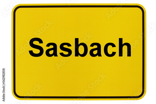 Illustration eines Ortsschildes der Gemeinde Sasbach in Baden-Württemberg photo