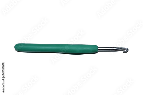 blue crochet hook, needlework, with clipping path isolated on white background photo