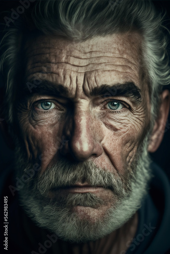 Portrait alter Mann mit Bart  Blick in die Kamera  markante Gesichtsz  ge