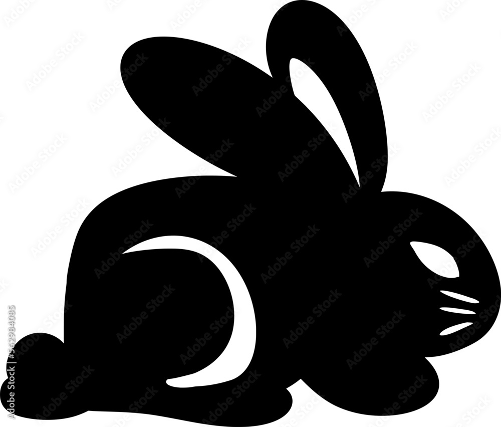 drawing of silhouettes of black rabbits, isolated