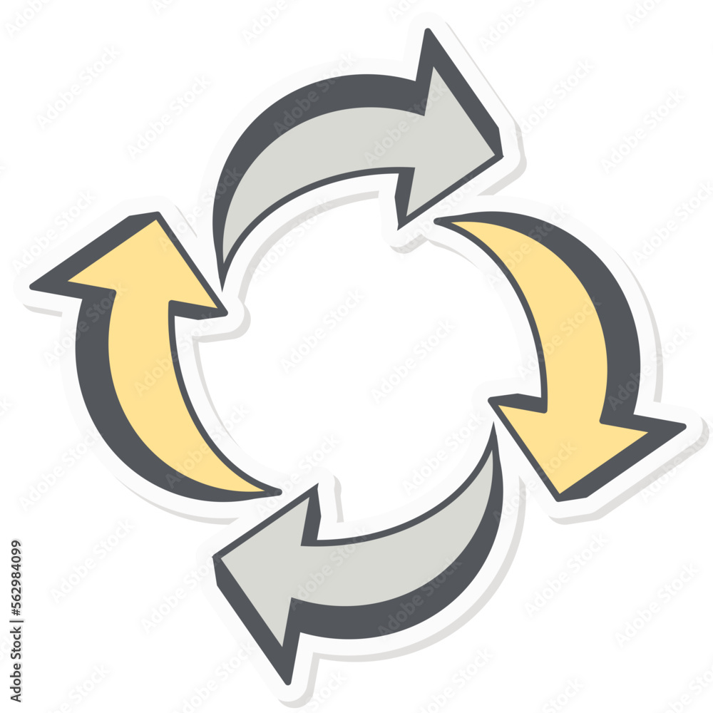Four Arrows Rotating Recycling Symbol Infographics Sticker Company Budget Presentation Icon Four Arrows Rotating Recycling Symbol Infographics Sticker Company Budget Presentation Icon
