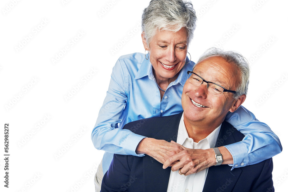Senior, couple and mature man and woman happy and hugging isolated against a studio white background. Old people or elderly lovers feeling love and affection together enjoying retirement Senior, couple and mature man and woman happy and hugging isolated against a studio white background. Old people or elderly lovers feeling love and affection together enjoying retirement
