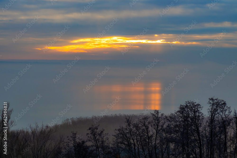 Sunset lights on lake Balaton of Hungary