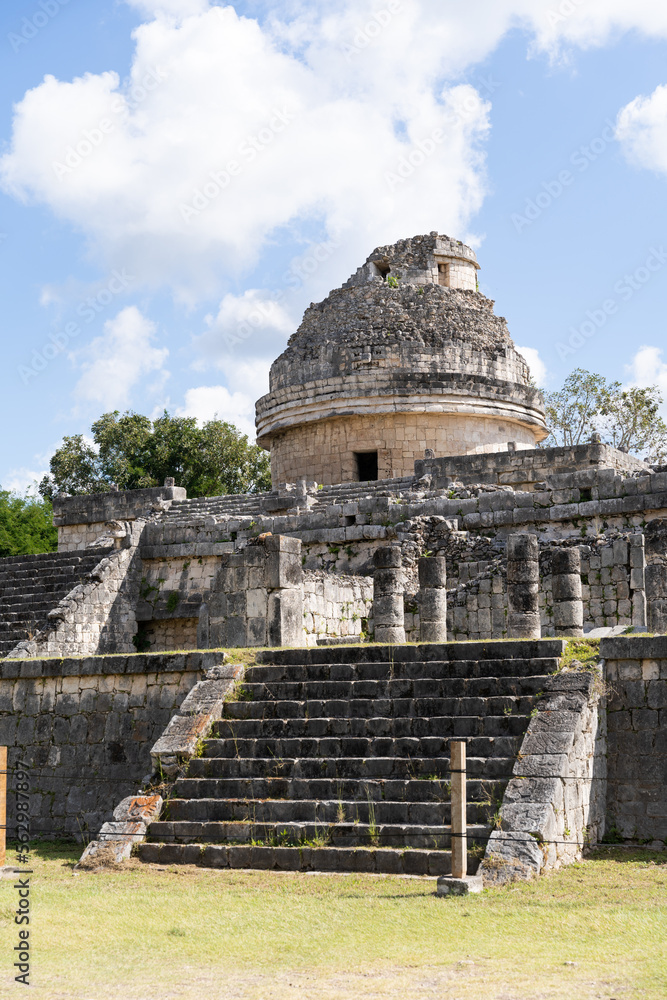 Archaeological structures of the Mayan culture, at the Chichen Itza site in Mexico.