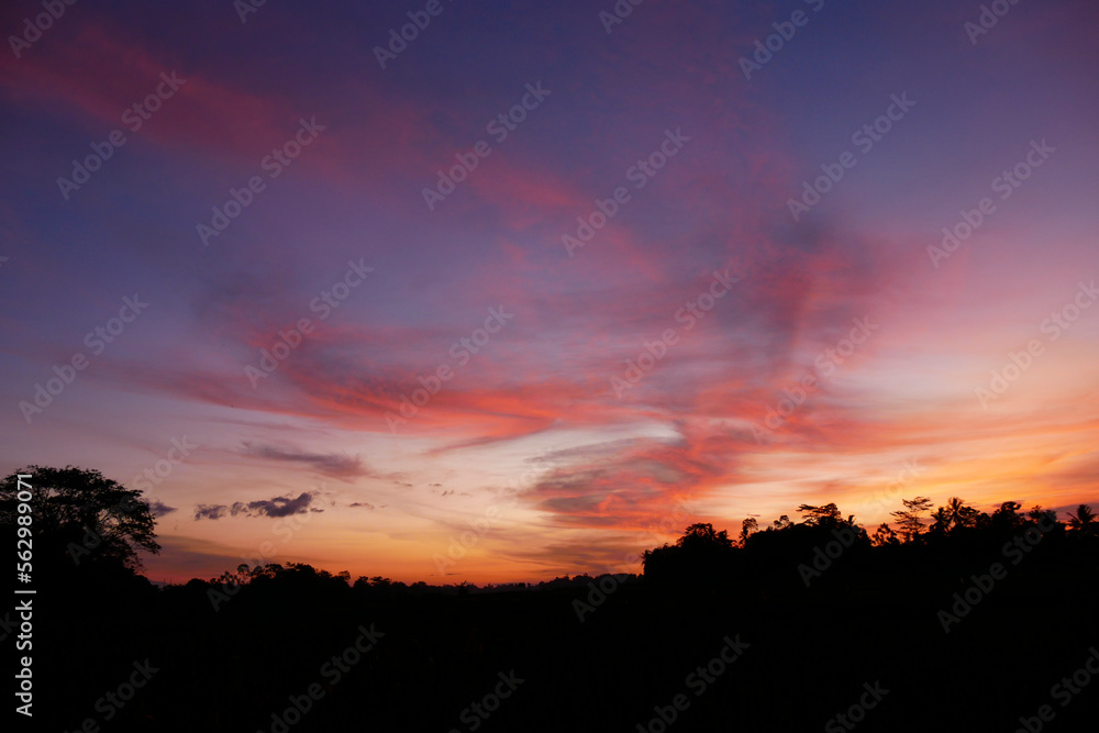 colorful twilight sky and cloud at evening. peacefulness and calm concept