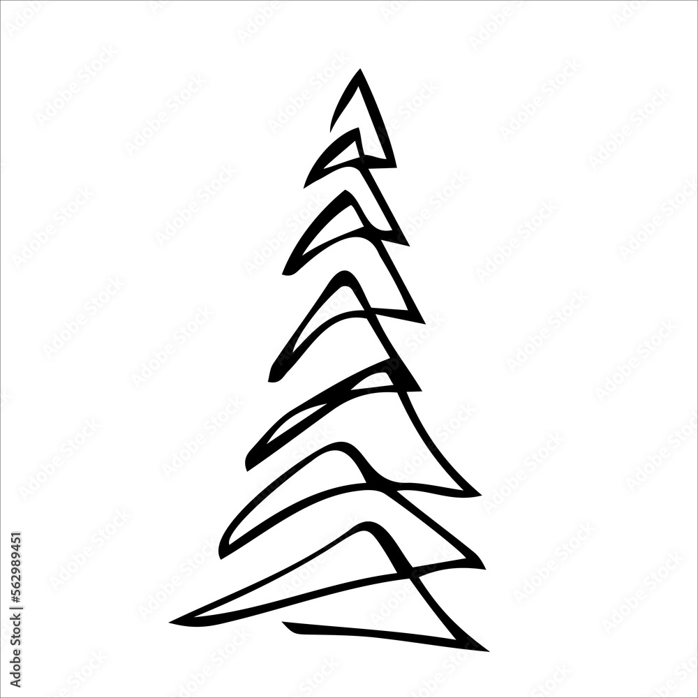 Spruce, pine. Vector sketch drawn by hand. Isolated object on a white background. Template design, clipart, tattoo, logo, sketch, doodles, clipart. Spruce, pine. Vector sketch drawn by hand. Isolated object on a white background. Template design, clipart, tattoo, logo, sketch, doodles, clipart.