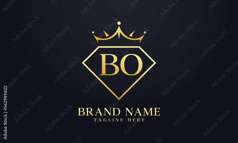 Diamond crown vector. Luxury queen logo for jewelry vector with letters