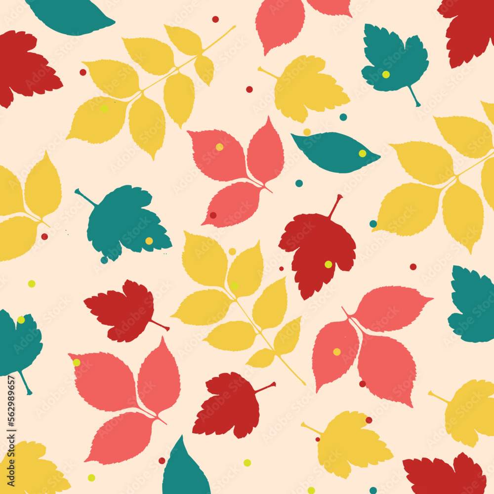 seamless pattern with autumn leaves and petals