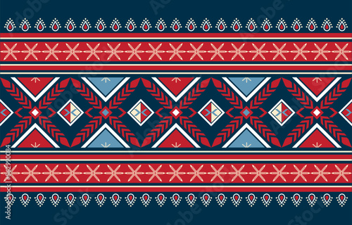 Geometric ethnic pattern embroidery design for wallpaper and clothing.