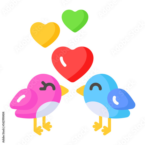 Beautiful vector icon of love birds, editable style