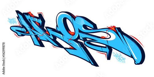 Colorful Abstract Isolated Graffiti Street Art Style Word Amos Lettering Vector Illustration Template