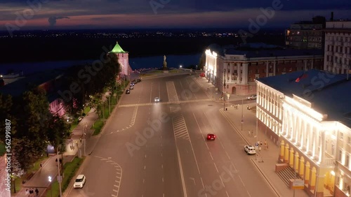 Wallpaper Mural Nizhniy Novgorod, historical center of the city. Bolshaya Pokrovskaya street at night. Aerial view. Torontodigital.ca
