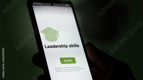 Leadership skills program. A student enroll in courses to study, to learn a new skill and pass certification. photo