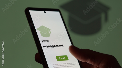 Time management program. A student enroll in courses to study, to learn a new skill and pass certification. photo