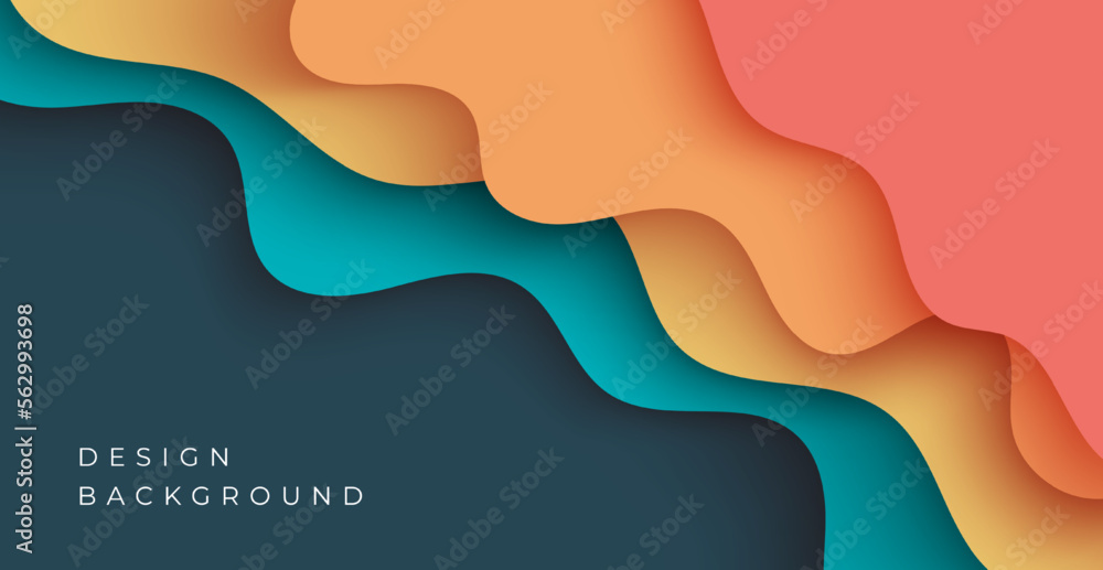 Multi layers soft colorful texture 3D papercut layers in gradient vector banner. Abstract paper cut art background design for website template. Topography map concept or smooth origami paper cut