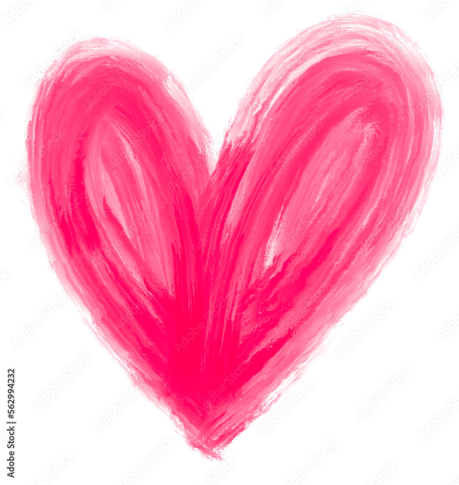 Paintbrush red heart. Love heart symbol illustration. Happy valentines day.