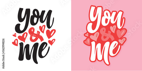 Lettering postcard about love. Happy Valentine'day card - hand drawn doodle lettering postcard. Heart, be mine. Vector