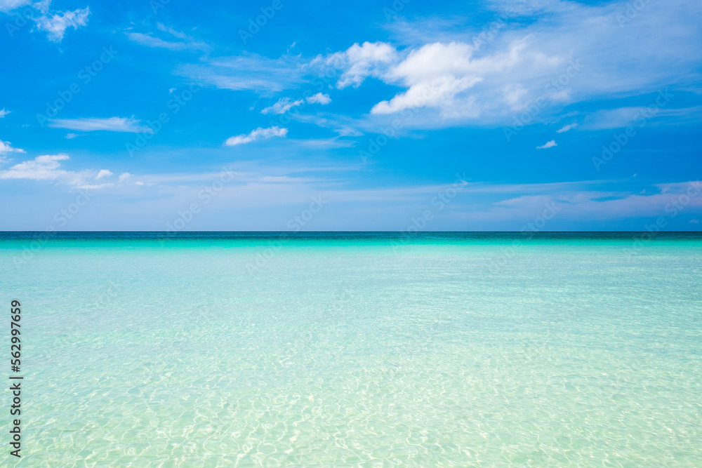 Blue sky and horizon over clear ocean water, Philippines Blue sky and horizon over clear ocean water, Philippines
