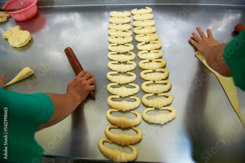 The production line at the Fu Mei Hsiun croissant bakery. photo