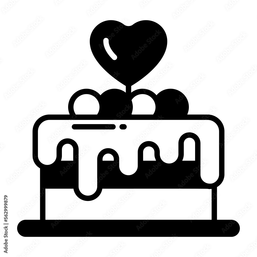 An amazing vector of cake with heart, valentine cake An amazing vector of cake with heart, valentine cake