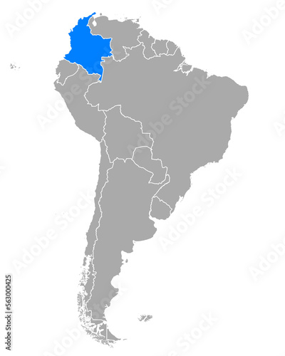 Karte von Kolumbien in Südamerika