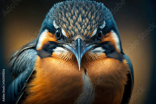 Foto Close up portrait of  common kingfisher. Digital art