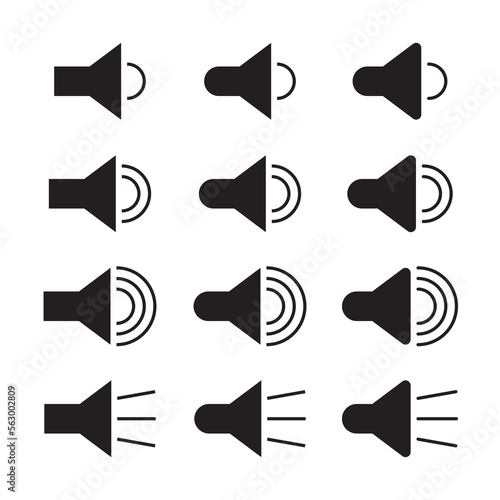 Speaker vector set icon. illustration for vector simple black color white background.