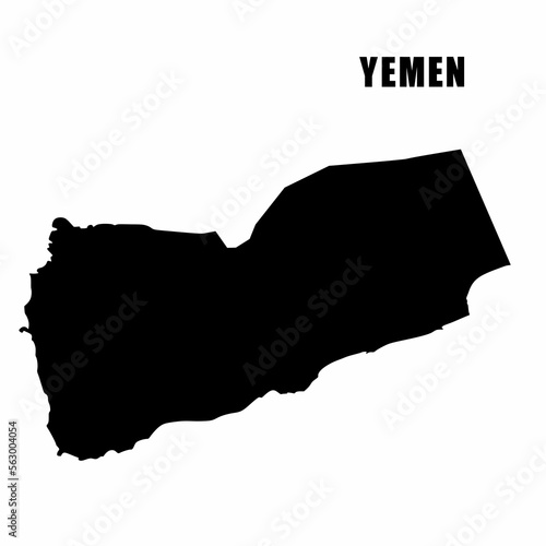 Vector illustration of outline map of Yemen. High-detail border map. Silhouette of a country map isolated on a white background. Map for infographic and geographic information.