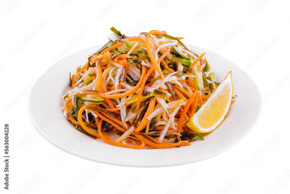 Fresh coleslaw salad in white plate Fresh coleslaw salad in white plate