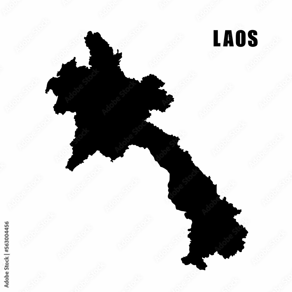 vector-illustration-of-outline-map-of-laos-high-detail-border-map