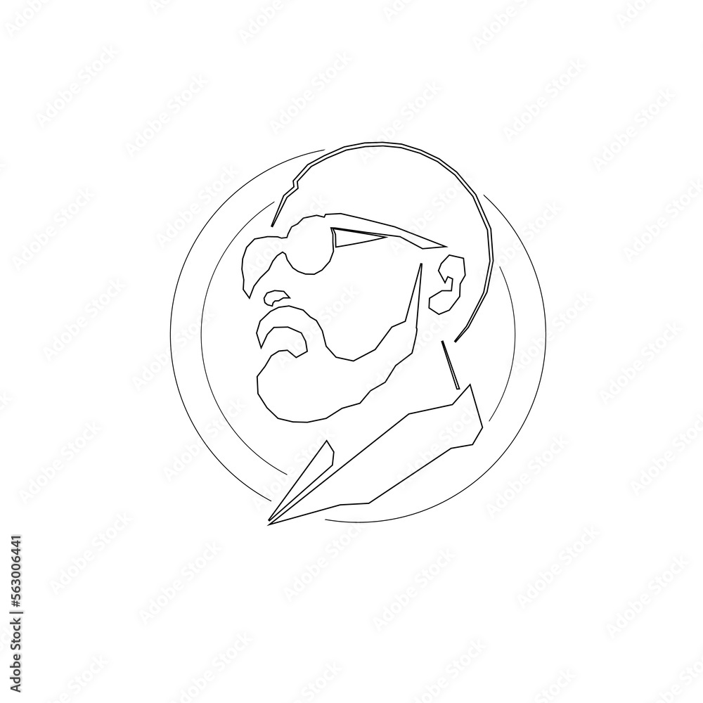 Fototapeta premium Bearded male face line art logo