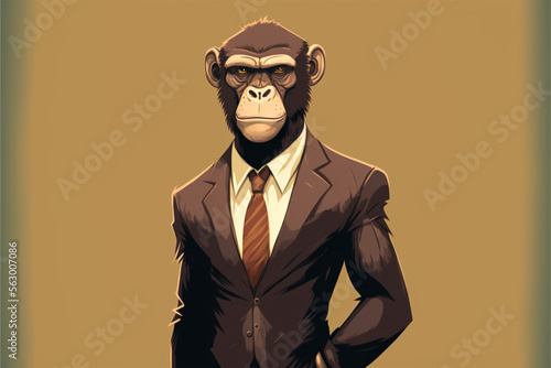 Portrait of Monkey in a business suit, generative ai