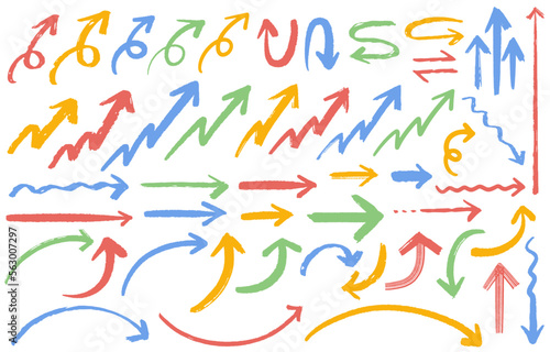手描きのカラフル矢印セット
