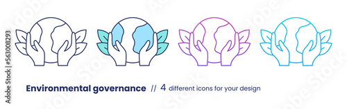 Environmental governance icon, ESG concept. Vector illustration isolated on a white background.