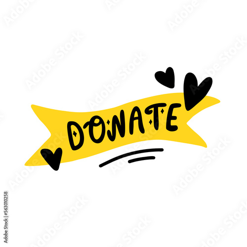 Donate sign for a charity event with cute doodle hearts.