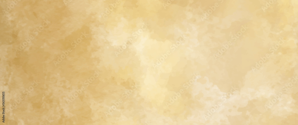 Gold vector watercolor art background. Old paper. Beige watercolour texture for for cover design, cards, flyers, poster, banner or design interior. Brushstrokes and splashes. Painted luxury template.	