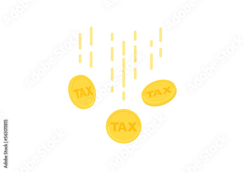 TAXの文字の刻印が入った落ちるコイン - 減税･納税･節税のイメージ素材