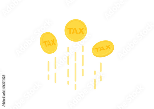 TAXの文字が入った上がるコイン - 増税･納税･タックスヘイブンのイメージ素材