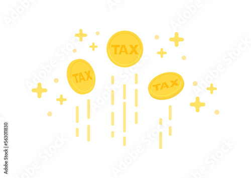 キラキラ光るTAXの文字が入った上がるコイン - 確定申告による還付金･税金の活用のイメージ素材