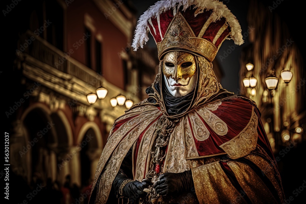 Mann in venezianischen Kostüm - ai generiert