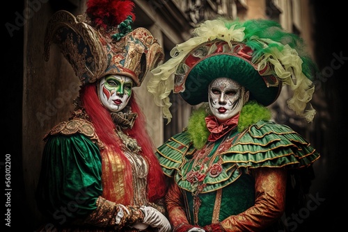 Paar in venezianischen Kostümen - ai generiert