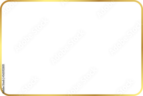 rectangle gold frame with rounded corner, 6:4 scale rotioluxury border cut out, png isolated on transparent background.