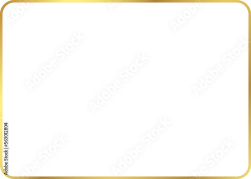 rectangle gold frame with rounded corner, luxury border cut out, 7 : 5 scale rotio, png isolated on transparent background.