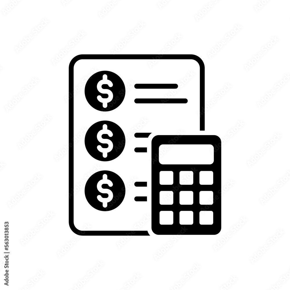 financial document with calculator icon vector financial document with calculator icon vector