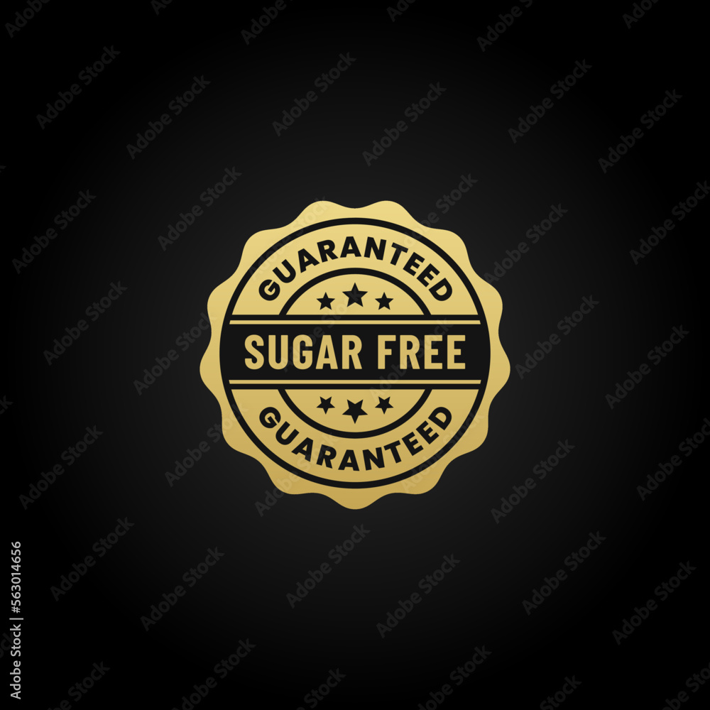 Sugar free label or Sugar free logo vector isolated on black background. Sugar free product label. Elegant sugar free logo. Suitable for stamps or symbols of products without sugar added. Sugar free label or Sugar free logo vector isolated on black background. Sugar free product label. Elegant sugar free logo. Suitable for stamps or symbols of products without sugar added.