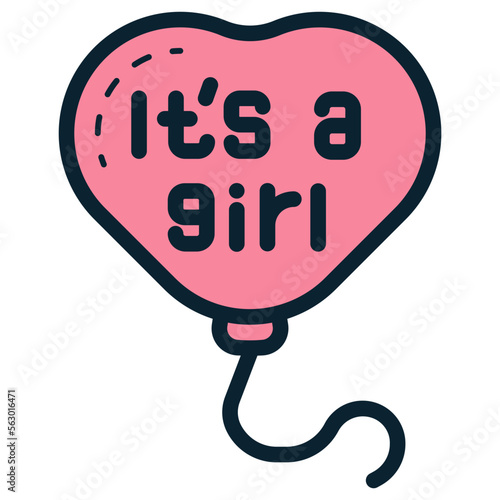 girl gender reveal party balloon illustration