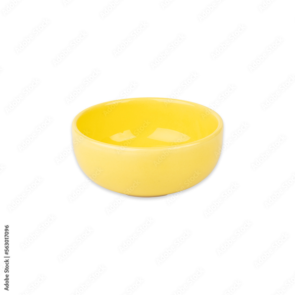 Yellow ceramic bowl isolated over white background Yellow ceramic bowl isolated over white background