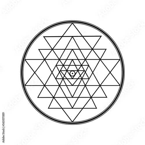 Sri yantra symbol isolated on white background. Sacred geometry symbol concept photo