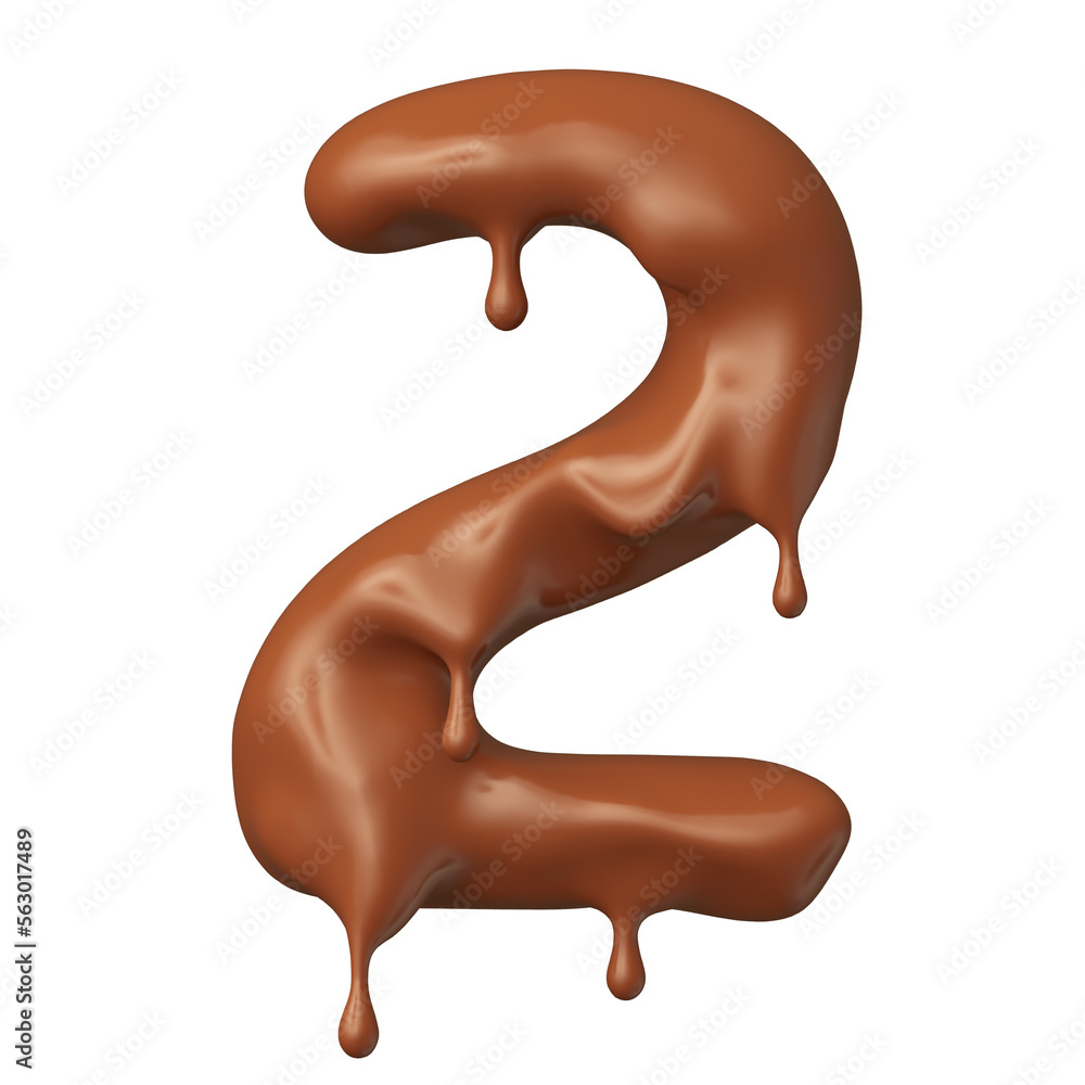 Chocolate number 2 in realistic 3d render Chocolate number 2 in realistic 3d render