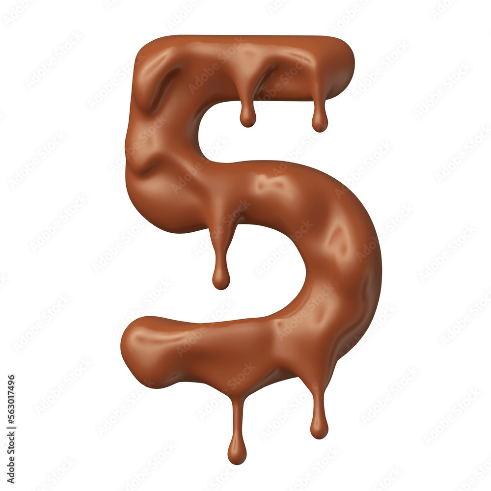 Chocolate number 5 in realistic 3d render Chocolate number 5 in realistic 3d render